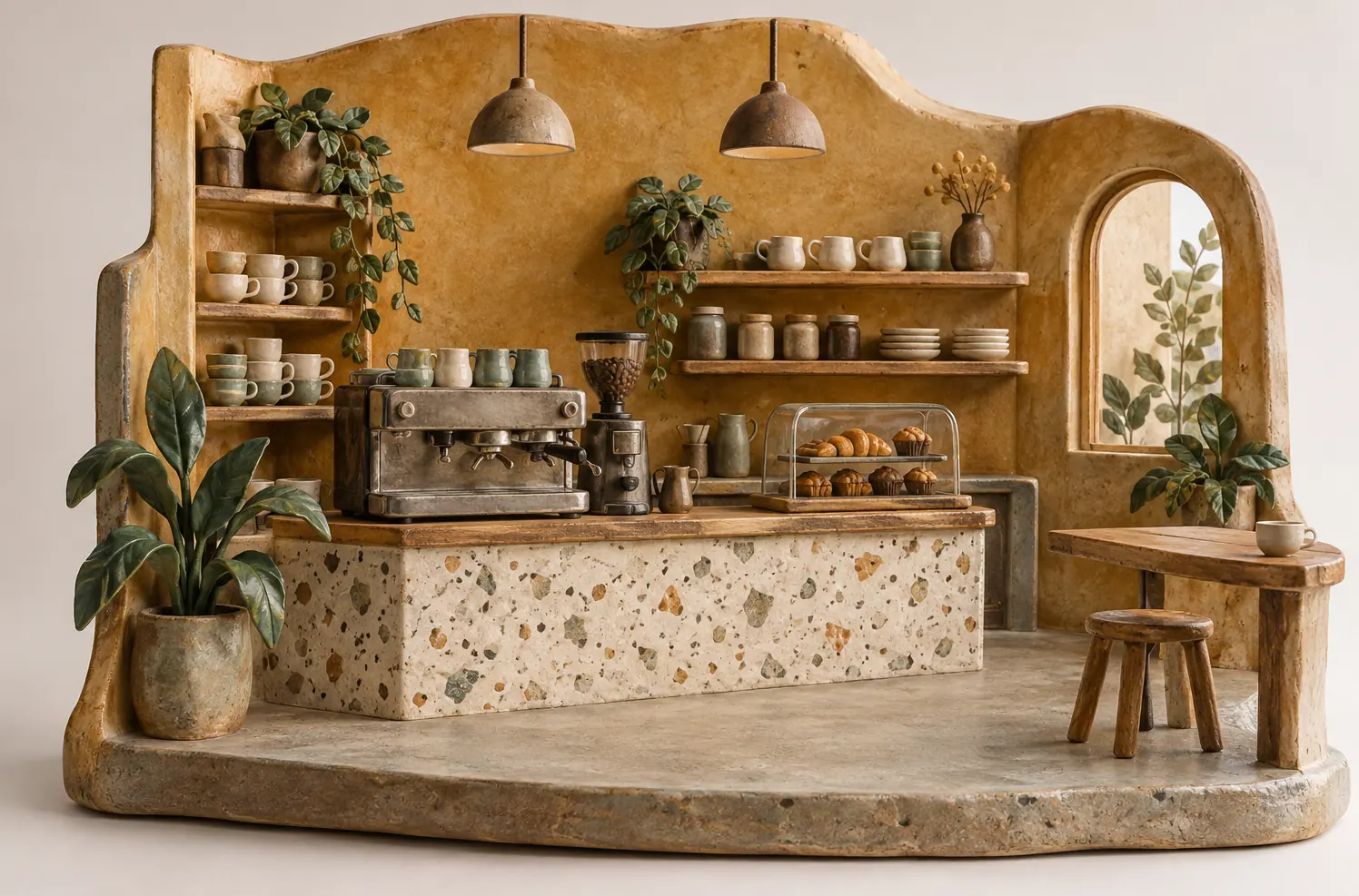 Illustration of cafés and their working space